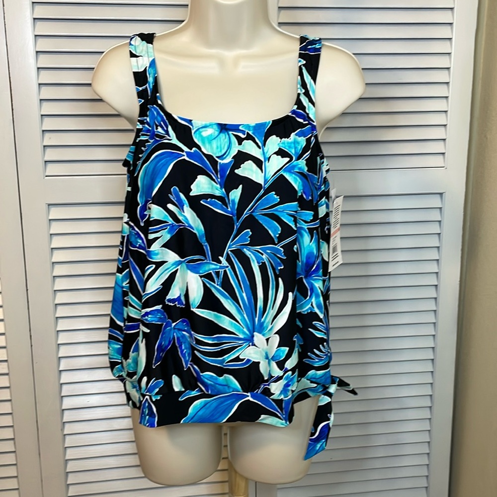 NWT Maxine of Hollywood Blouson Tankini Top - Sz 10